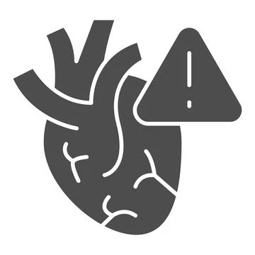 Heart risk of stroke solid icon, disability concept, heart attack sign on white Stock Illustration