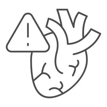 Heart risk of stroke thin line icon, disability concept, heart attack sign on Stock Illustration