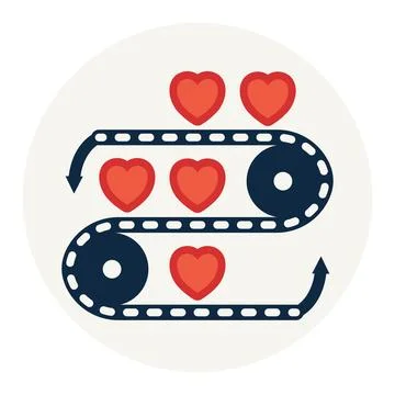 Heart Rolls Automated Conveyor Loop Stockillustratie