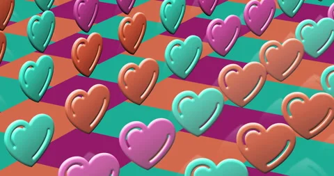 Heart romantic love multiple 3d symbol loop seamless Stock Footage 337872797