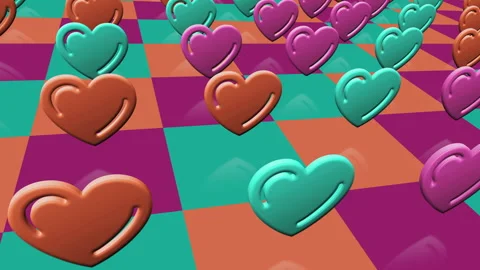 Heart romantic love multiple 3d symbol loop seamless Stock Footage 338014362