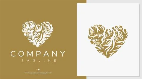 Heart root logo design template. Rooted heart logo vector. Stock Illustration