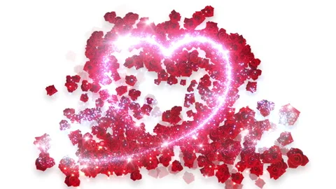 Heart Rose Glitter Sparkling Particles Love Fireworks background B2w Stock Footage 156587147