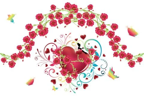 Heart with Roses 스톡 일러스트