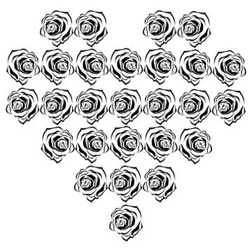 Heart of roses. Vector illustration of a background of red roses. Hand drawn  Stock Illustration