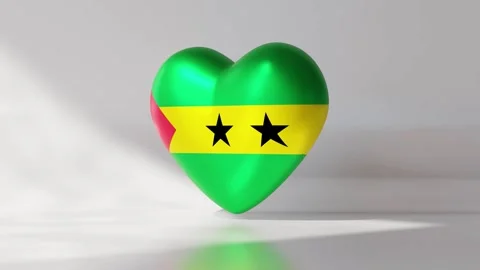 Heart rotates while displaying the flag of Sao Tome and Principe Stock Footage 333561000