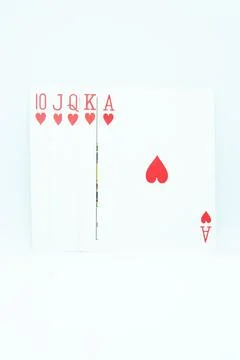 Heart  Royal Flush (All the same suit, sequence A-K-Q-J-T) in white background Stock Photos