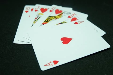 Heart Royal Flush (All the same suit, sequence A-K-Q-J-T) Stock Photos