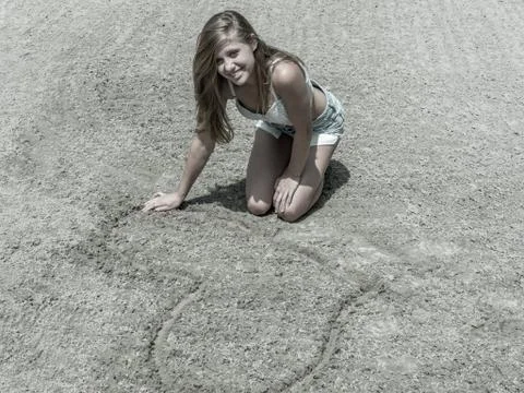 Heart in the sand Foto stock