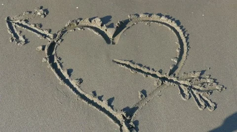 Heart In The Sand - Romantic- Beach - Beach Sand Heart Shape Video stock 54914853