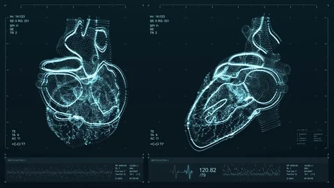 Heart scan screen animation. Blood pressure and heart rate are displayed Stock Footage