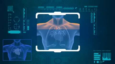Heart Scanned - Digital Interface - blue 01 Stock Footage 57867106