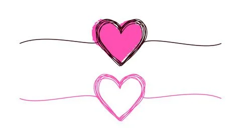 Heart scribble banner set isolated on white background Illustrazione stock
