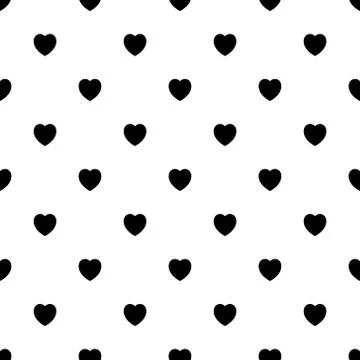 Heart seamless pattern, Black endless heart pattern Stock Illustration