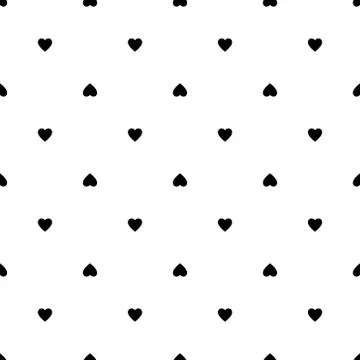 Heart seamless pattern, Black endless heart pattern on white background Stock Illustration
