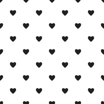 Heart seamless pattern, Black endless heart pattern Stock Illustration