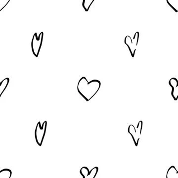 Heart seamless pattern in doodle style. Decor textile, wrapping wallpaper vec Stock Illustration