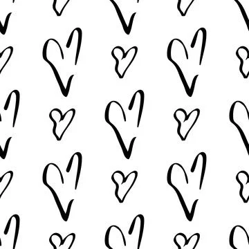 Heart seamless pattern in doodle style. Decor textile, wrapping wallpaper vec Stock Illustration