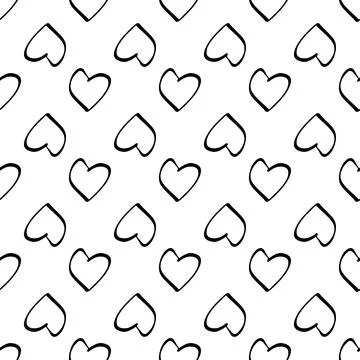 Heart seamless pattern in doodle style. Decor textile, wrapping wallpaper vec Stock Illustration