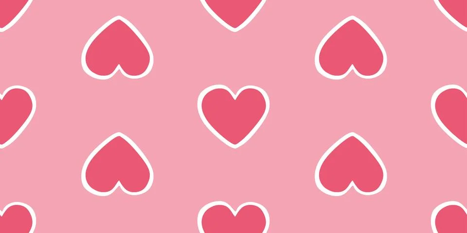 Heart seamless pattern, endless texture. Pink isolated hearts, Vector Backgro Stock Illustration