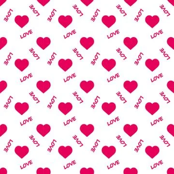 Heart  - Seamless Pattern. heart background - Vector.  Love, wedding, Valenti Stock Illustration
