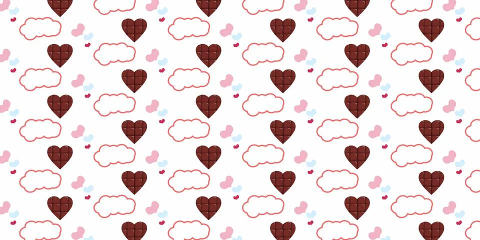 Heart Seamless Pattern on Light Background Stock Illustration
