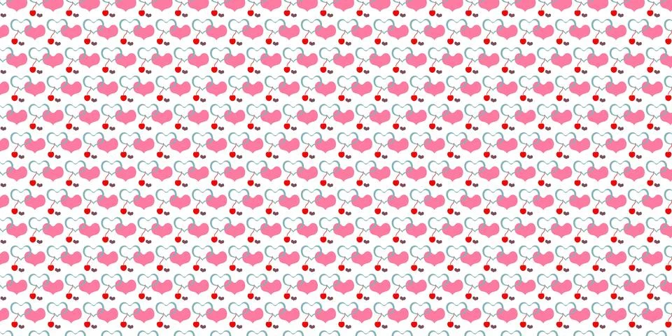 Heart Seamless Pattern on Light Background Stock Illustration