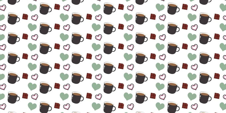 Heart Seamless Pattern on Light Background Stock Illustration