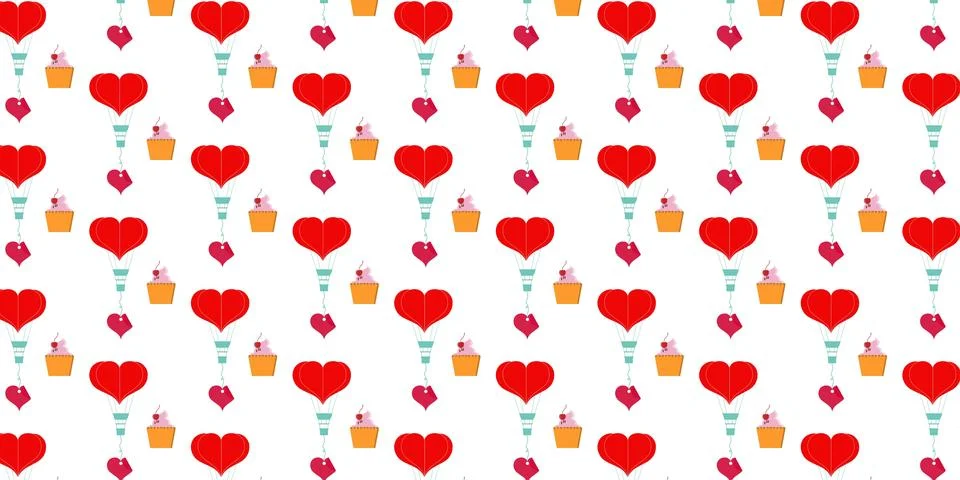 Heart Seamless Pattern on Light Background Stock Illustration