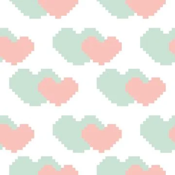 Heart seamless pattern with pixel style Stock-Illustration