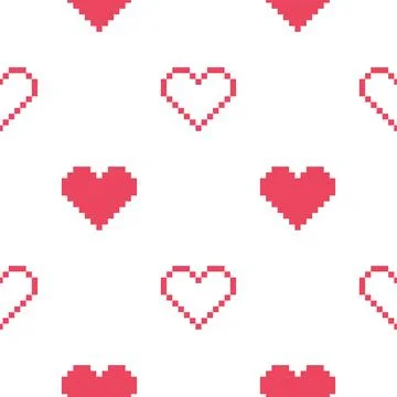 Heart seamless pattern with pixel theme Stock Illustration