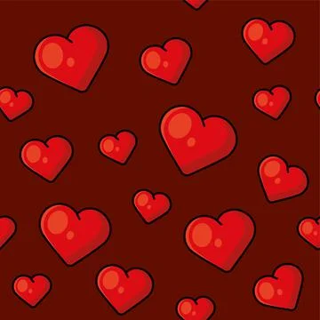 Heart Seamless Pattern on Red Background. Vector 스톡 일러스트