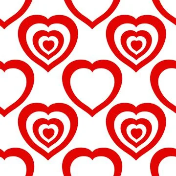 Heart seamless pattern. Red white background, geometric repeating pattern for Stock Illustration