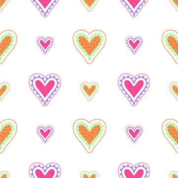 Heart seamless pattern. Vector illustration, good for wedding invitation. Illustrazione stock