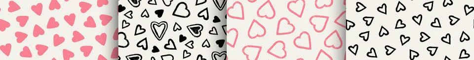 Heart seamless pattern vector illustration. Doodle hearts for Valentines day Stock Illustration