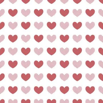 Heart Seamless Pattern Vector on Isolated White Background Stock Illustration