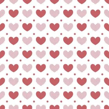 Heart Seamless Pattern Vector on Isolated White Background Stock Illustration