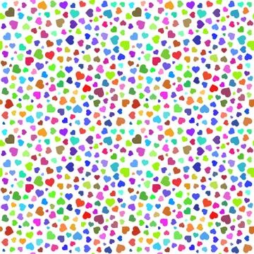 Heart Seamless pattern on a white background.  Hand drawn colorful  heart  ab Stock Illustration