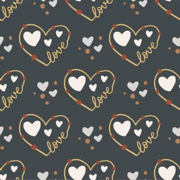 Heart seamless vector pattern. Stock Illustration