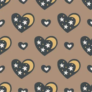 Heart seamless vector pattern. Stock Illustration