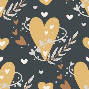 Heart seamless vector pattern. Stock Illustration