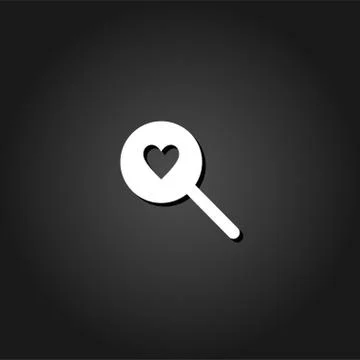 Heart search icon flat. Stock Illustration