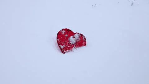 Heart with sequins. Snow. Valentines day concept Stock Footage 146014792