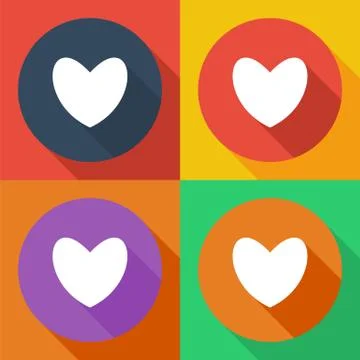 Heart. Set of colored icons. Flat design. Stock Illustration