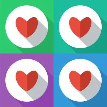 Heart. Set of colored icons. Flat design. Stock Illustration