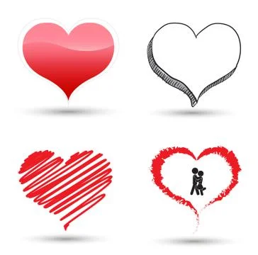 Heart set scribble 스톡 일러스트