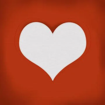 Heart sewing with white thread on the fabric texture background Stock Illustration