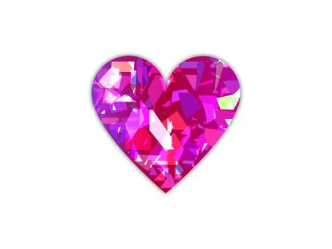 Heart with shadow on white background. Geometric particles. Symbol of love ic Stock Illustration