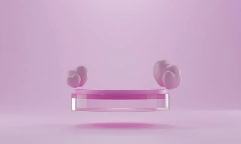 Heart shape 3d rendering empty space cylinder pink podium valentine's day Stock Illustration