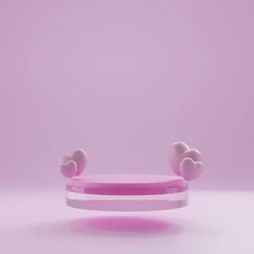 Heart shape 3d rendering empty space cylinder pink podium valentine's day Stock Illustration